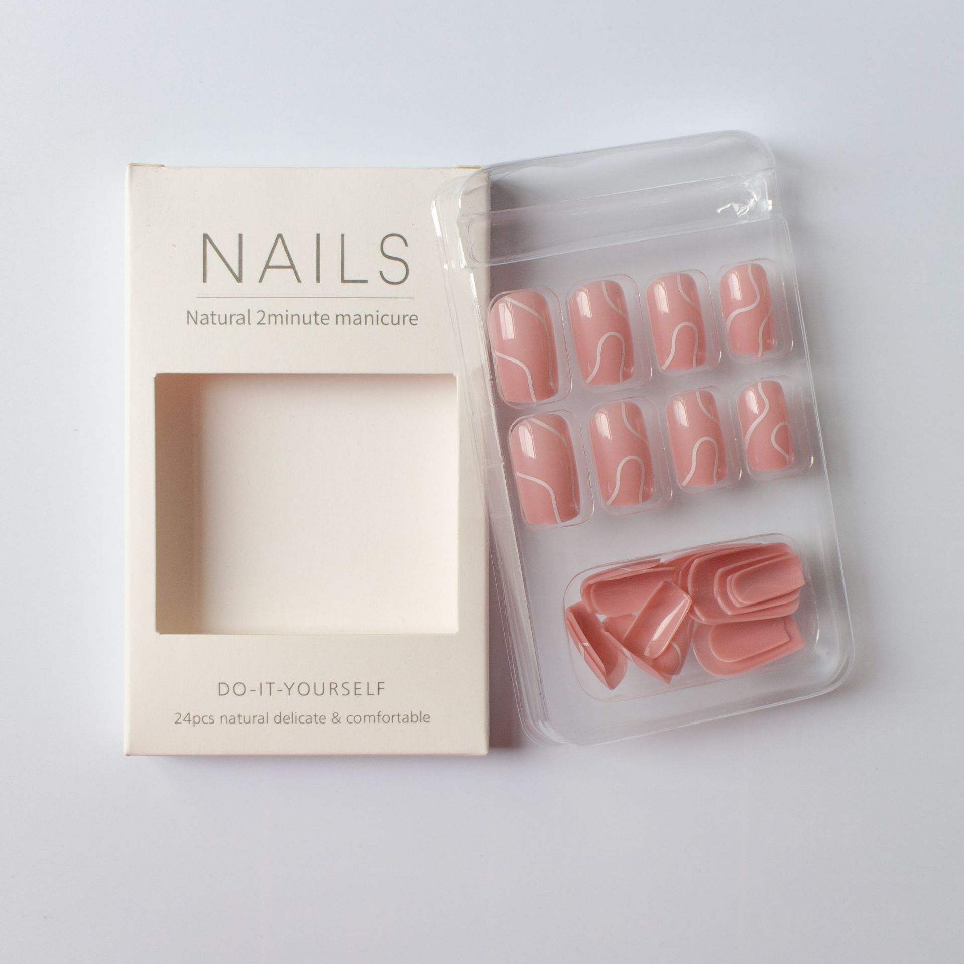 Women's Pink/White Fake Nails